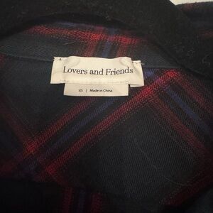 Lovers + Friends boyfriend flannel 
Red and green flannel oversized 
Size XS